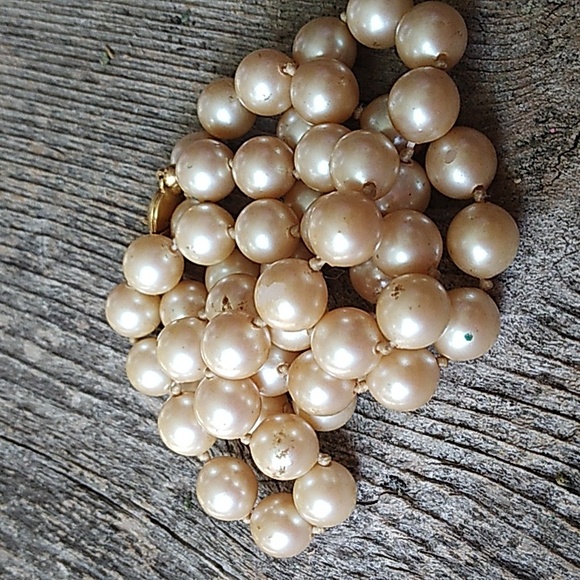 Monet Golden Cream Faux Pearl Necklace - Picture 4 of 4